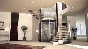 thang máy kính trong nhà